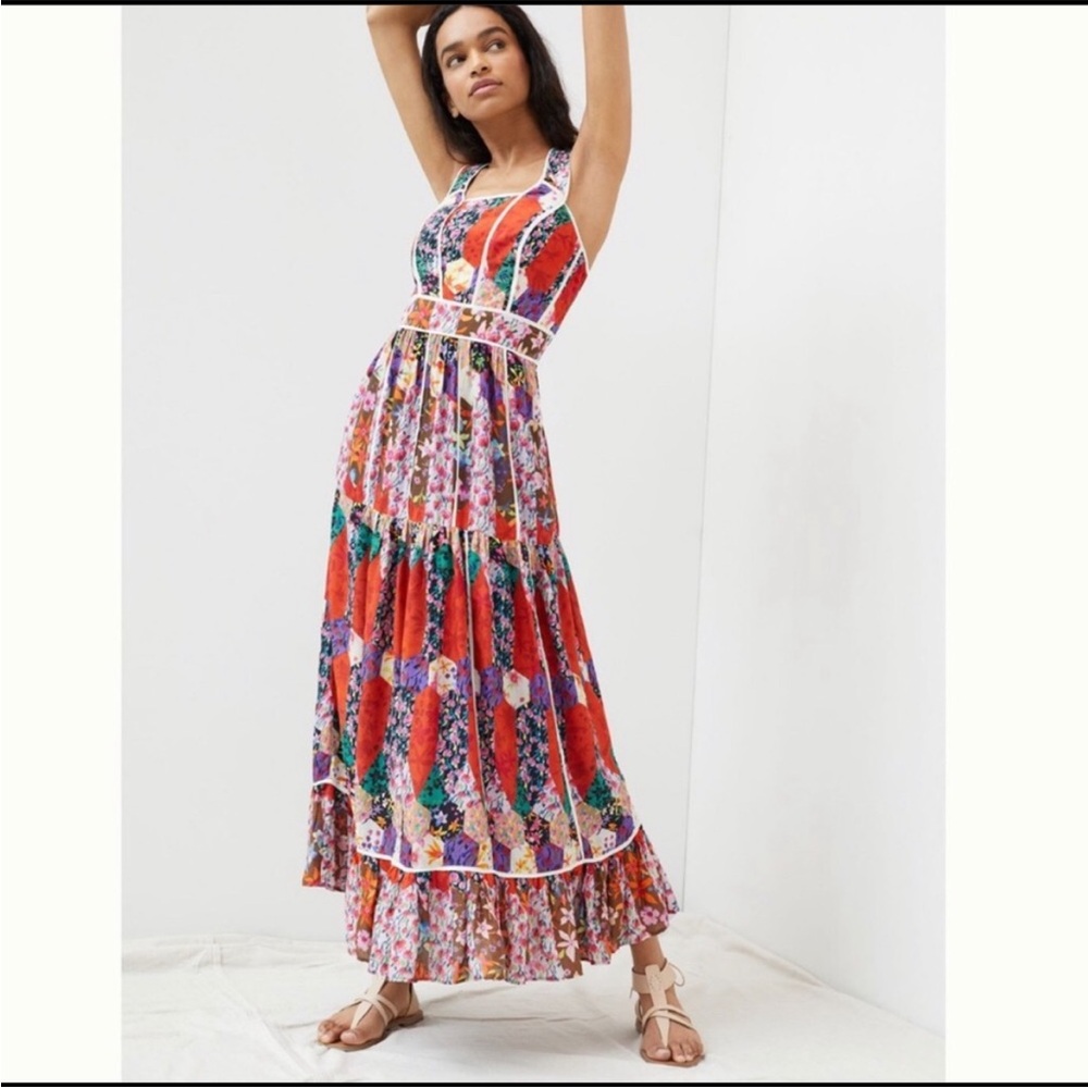 NWOT Anthropologie Multicolor Floral Maxi Dress 8